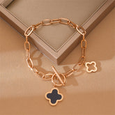 Arzonai New Sansheng Sanshi titanium steel four-leaf clover bracelet female does not fade Korean fashion net red titanium steel bracelet hand accessories